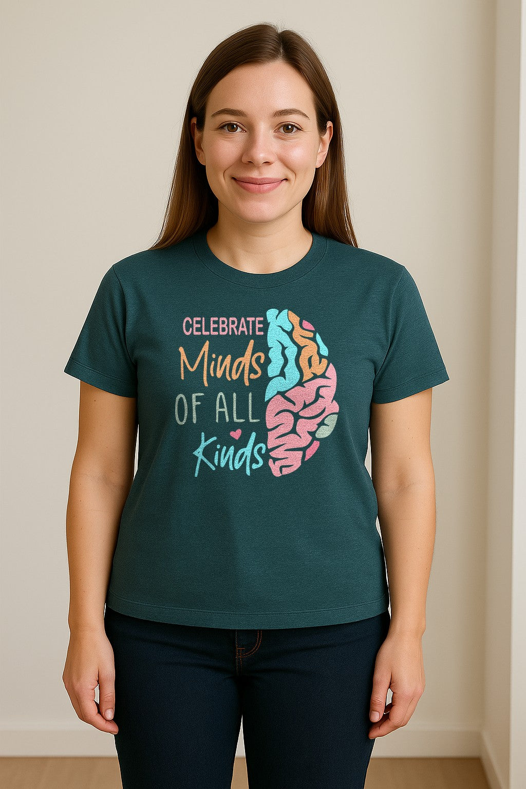 Neurodiversity Awareness T-Shirt, Celebrate Minds of All Kinds Brain Design for Teachers and Advocates