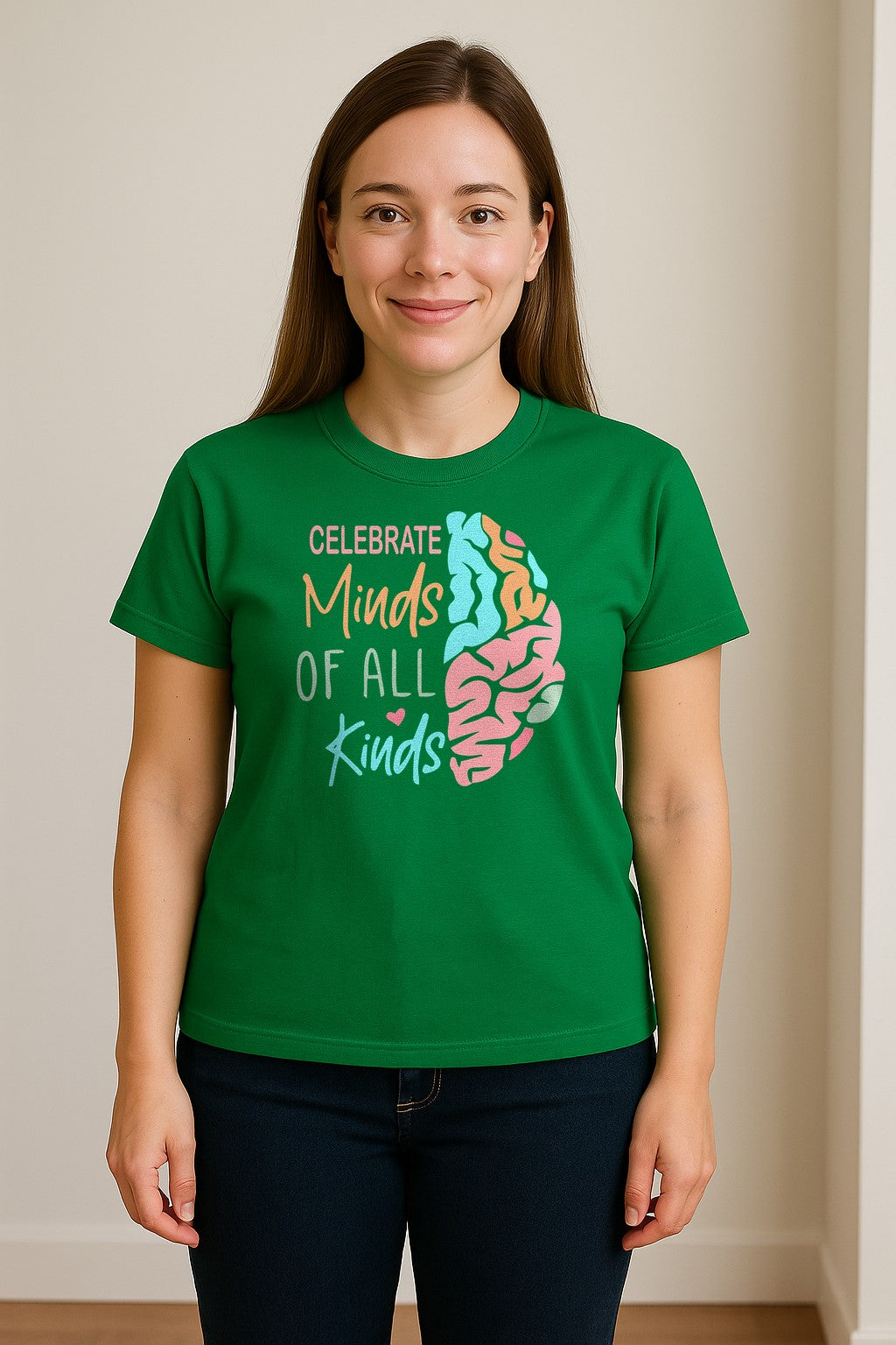 Neurodiversity Awareness T-Shirt, Celebrate Minds of All Kinds Brain Design for Teachers and Advocates