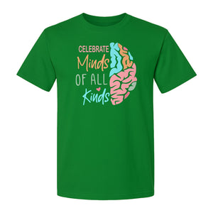 Neurodiversity Awareness T-Shirt, Celebrate Minds of All Kinds Brain Design for Teachers and Advocates
