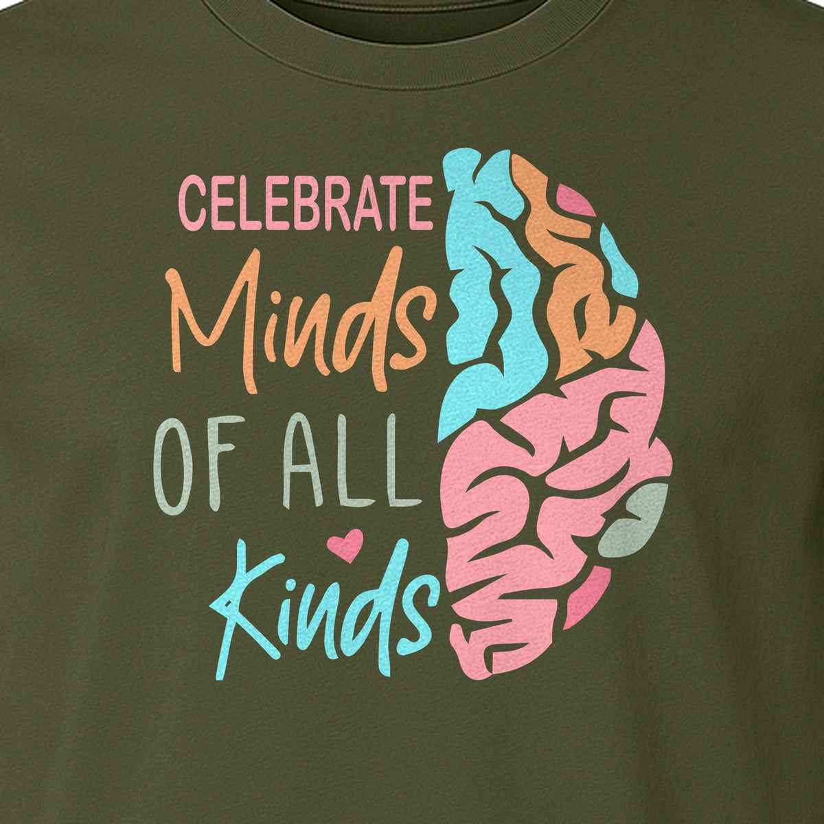 Neurodiversity Awareness T-Shirt, Celebrate Minds of All Kinds Brain Design for Teachers and Advocates