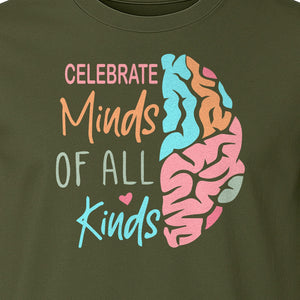Neurodiversity Awareness T-Shirt, Celebrate Minds of All Kinds Brain Design for Teachers and Advocates