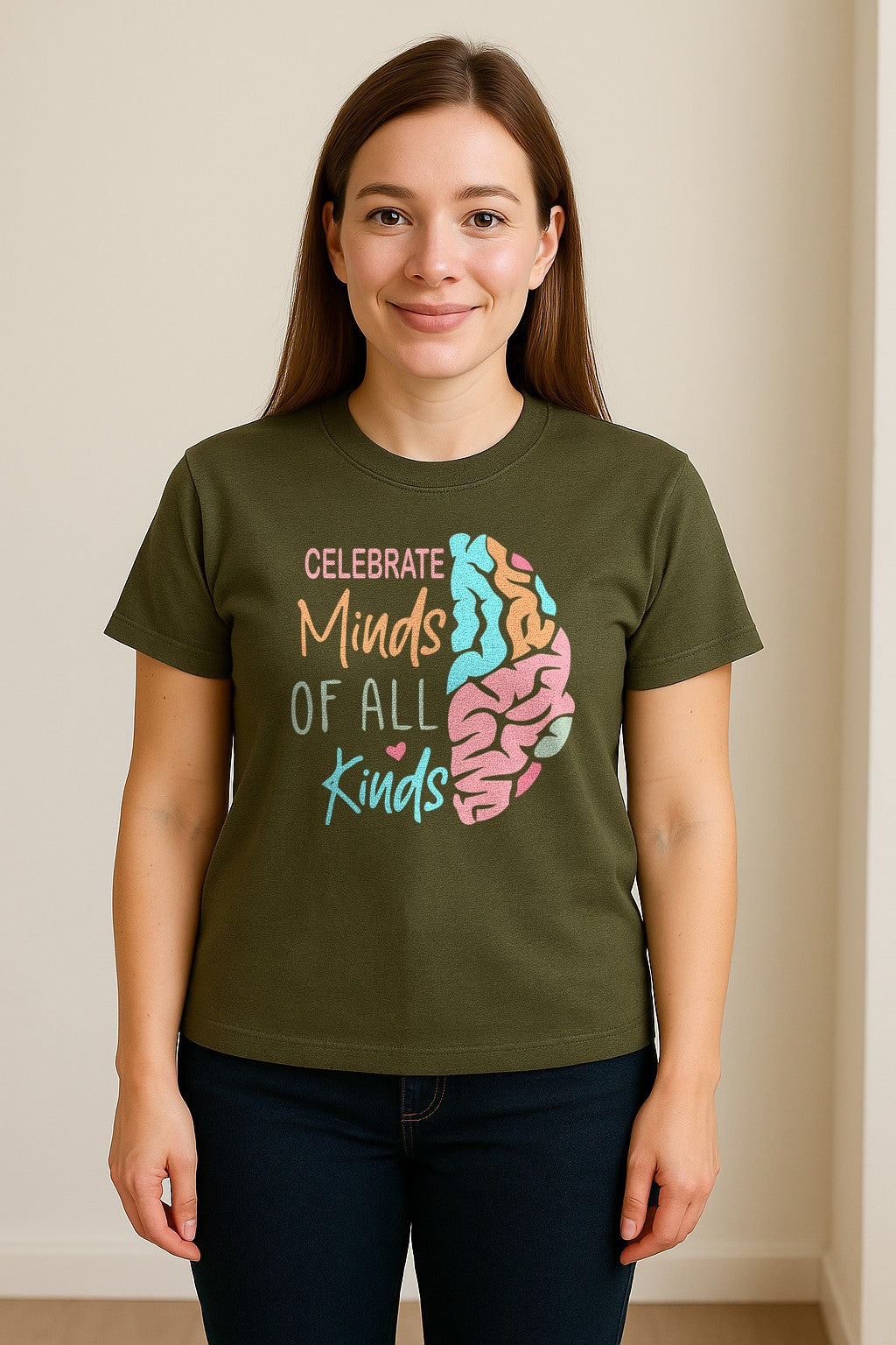 Neurodiversity Awareness T-Shirt, Celebrate Minds of All Kinds Brain Design for Teachers and Advocates