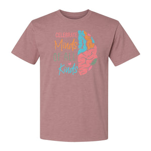 Neurodiversity Awareness T-Shirt, Celebrate Minds of All Kinds Brain Design for Teachers and Advocates