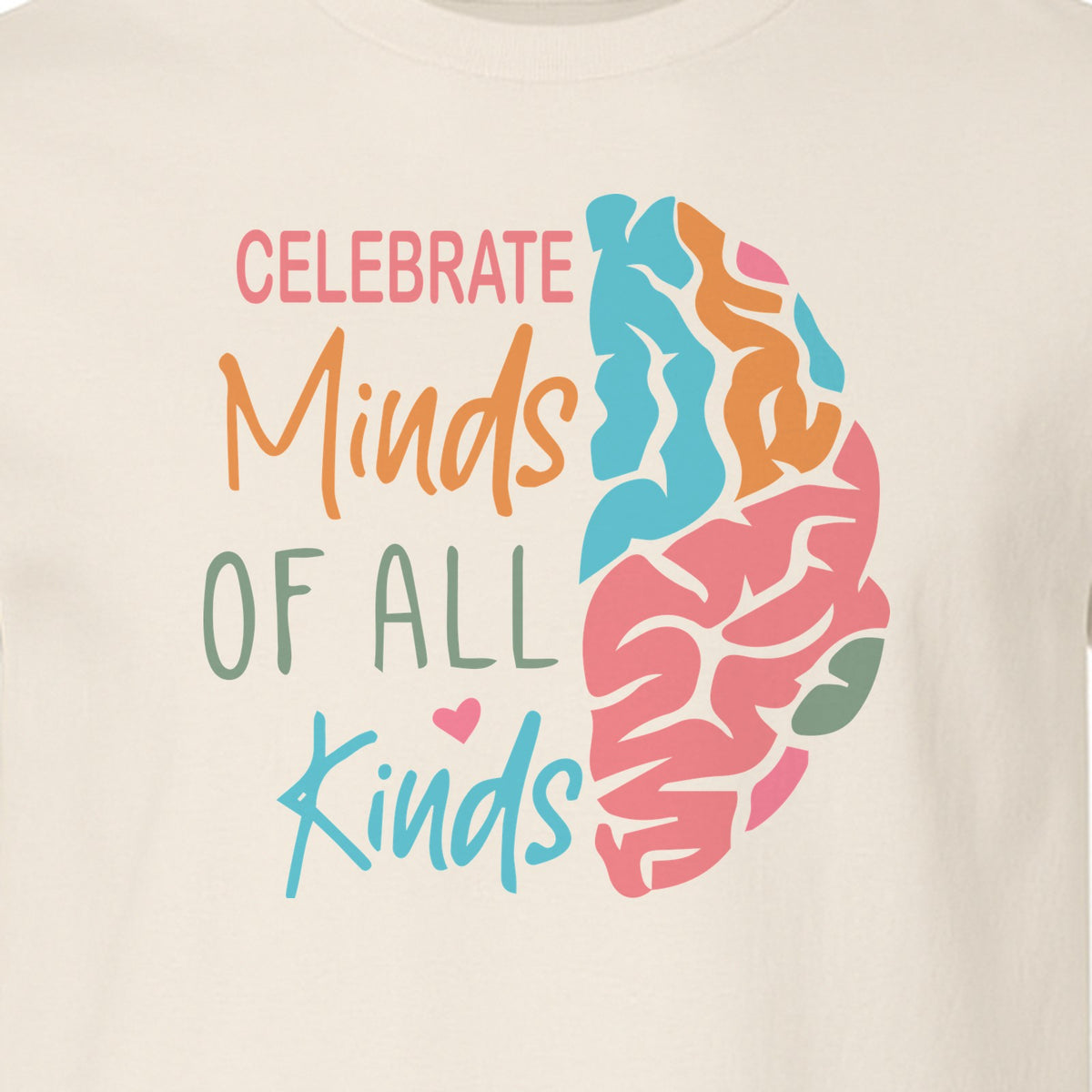Neurodiversity Awareness T-Shirt, Celebrate Minds of All Kinds Brain Design for Teachers and Advocates