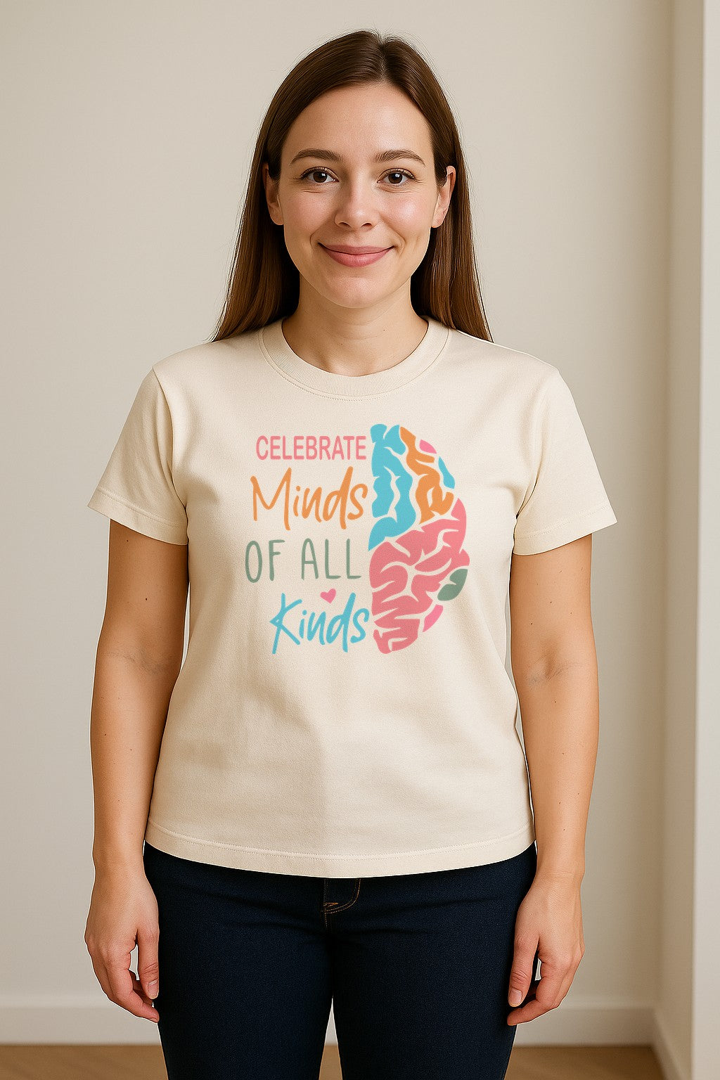 Neurodiversity Awareness T-Shirt, Celebrate Minds of All Kinds Brain Design for Teachers and Advocates