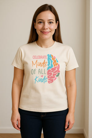 Neurodiversity Awareness T-Shirt, Celebrate Minds of All Kinds Brain Design for Teachers and Advocates