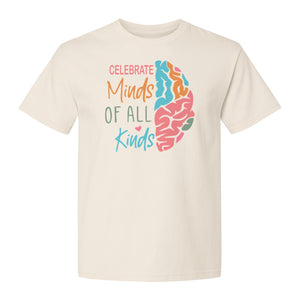 Neurodiversity Awareness T-Shirt, Celebrate Minds of All Kinds Brain Design for Teachers and Advocates