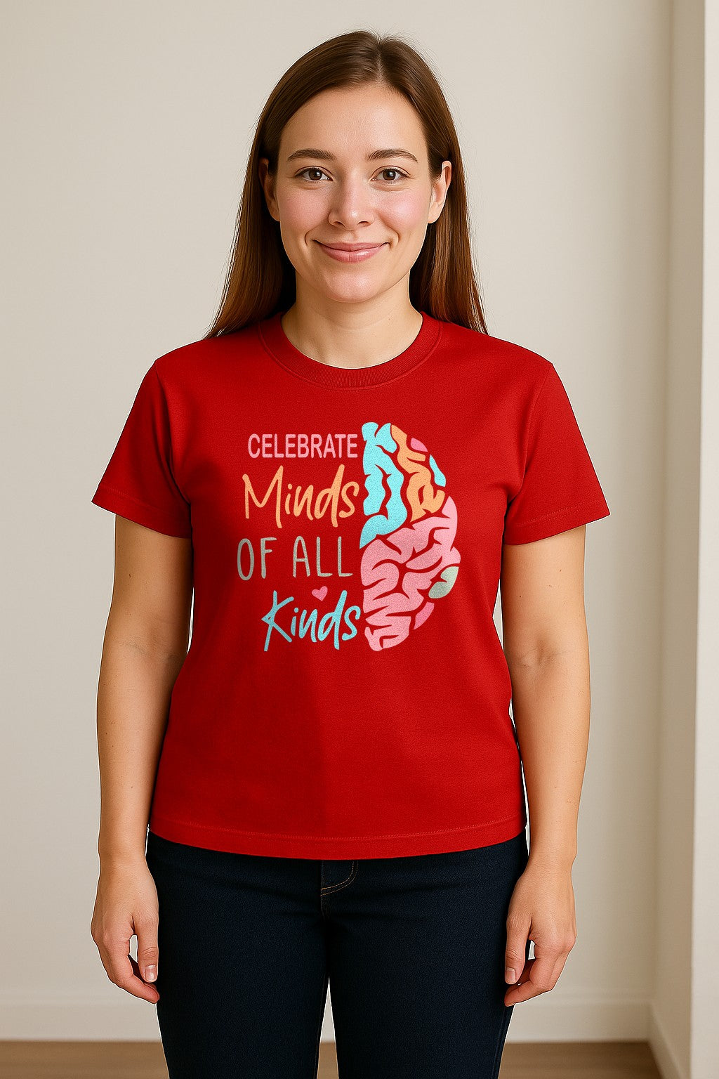 Neurodiversity Awareness T-Shirt, Celebrate Minds of All Kinds Brain Design for Teachers and Advocates