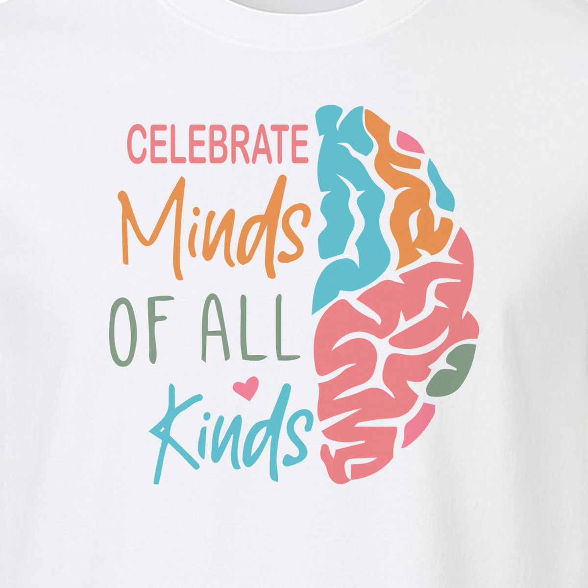 Neurodiversity Awareness T-Shirt, Celebrate Minds of All Kinds Brain Design for Teachers and Advocates