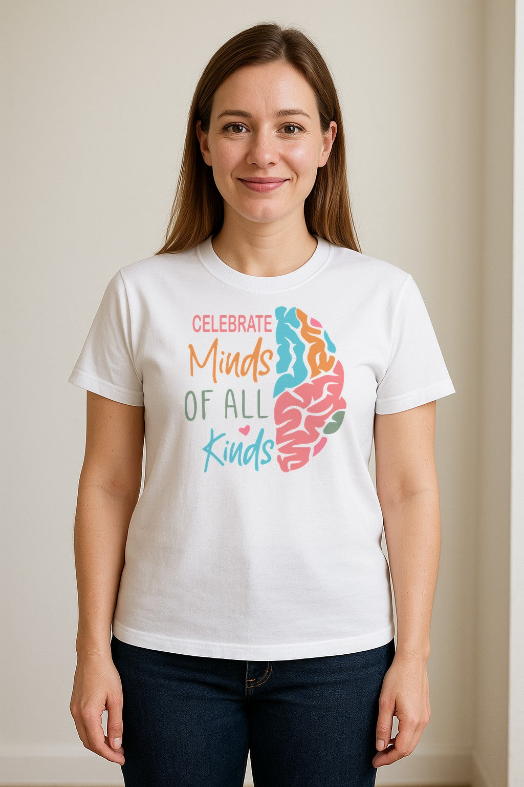 Neurodiversity Awareness T-Shirt, Celebrate Minds of All Kinds Brain Design for Teachers and Advocates