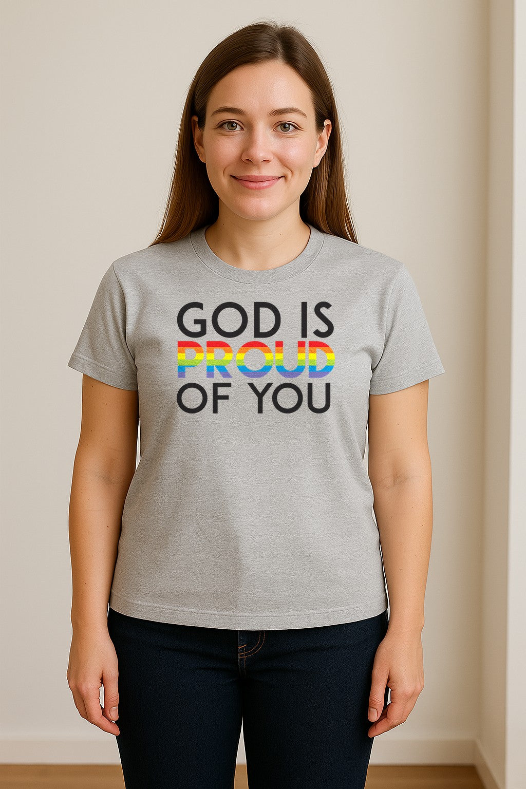 God Is Proud of You T-Shirt, Rainbow Faith Message for LGBTQ Support and Pride Month