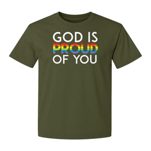 God Is Proud of You T-Shirt, Rainbow Faith Message for LGBTQ Support and Pride Month