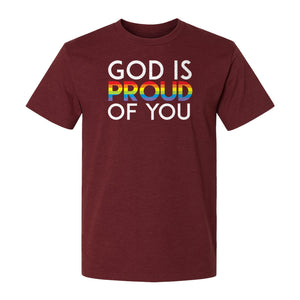 God Is Proud of You T-Shirt, Rainbow Faith Message for LGBTQ Support and Pride Month