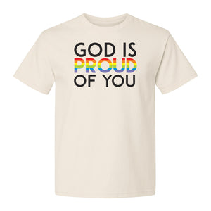 God Is Proud of You T-Shirt, Rainbow Faith Message for LGBTQ Support and Pride Month