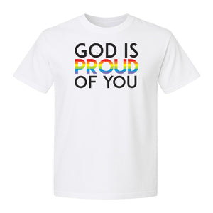God Is Proud of You T-Shirt, Rainbow Faith Message for LGBTQ Support and Pride Month