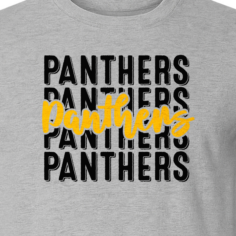 Panthers Mascot T-Shirt, Stacked Lettering Graphic for School Spirit Events and Pep Rallies