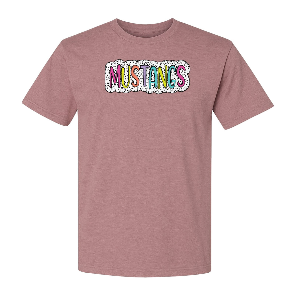 Mustangs T-Shirt, Retro Polka Dot Lettering Mascot Game Day Fan Design