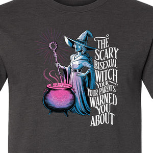 Bisexual Witch T-Shirt, Spooky Pride Graphic for Halloween and LGBTQ+ Adults