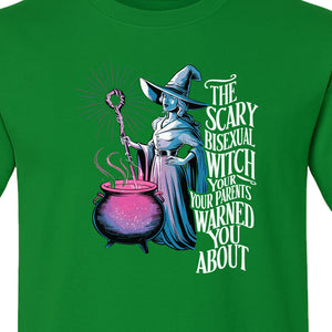 Bisexual Witch T-Shirt, Spooky Pride Graphic for Halloween and LGBTQ+ Adults