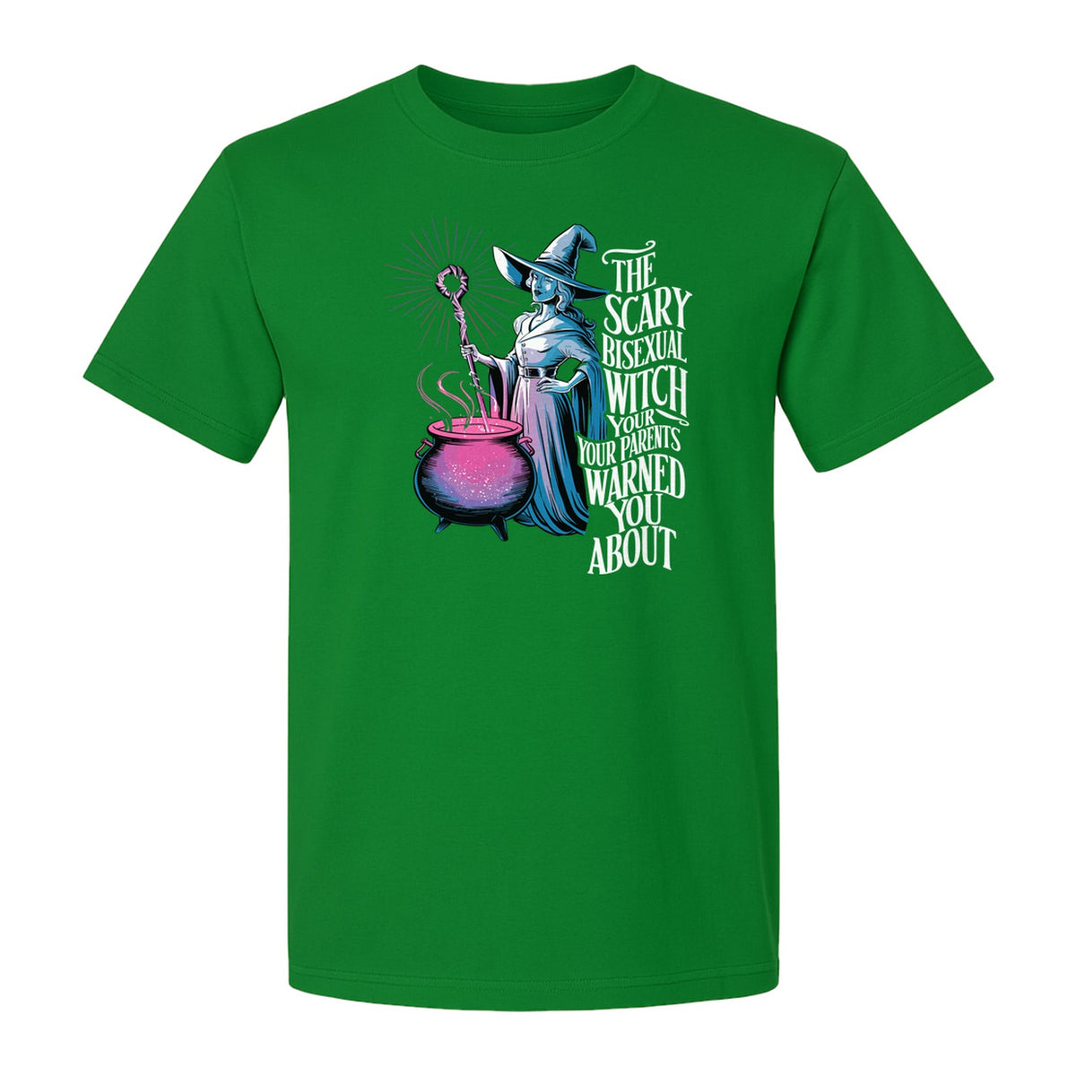 Bisexual Witch T-Shirt, Spooky Pride Graphic for Halloween and LGBTQ+ Adults
