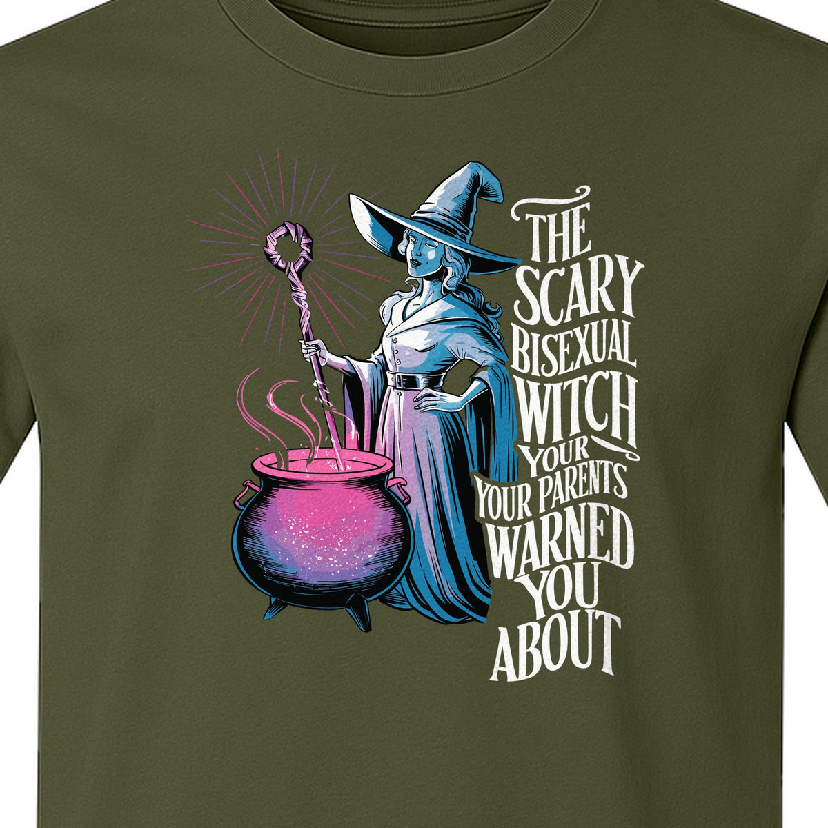 Bisexual Witch T-Shirt, Spooky Pride Graphic for Halloween and LGBTQ+ Adults