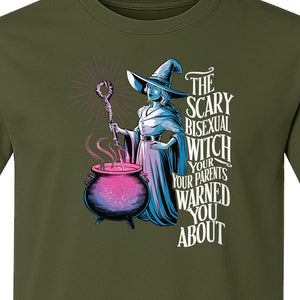 Bisexual Witch T-Shirt, Spooky Pride Graphic for Halloween and LGBTQ+ Adults