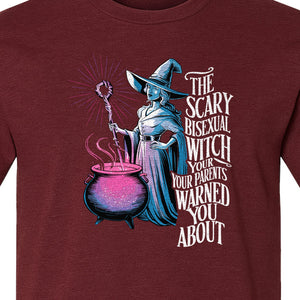 Bisexual Witch T-Shirt, Spooky Pride Graphic for Halloween and LGBTQ+ Adults