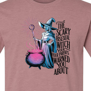 Bisexual Witch T-Shirt, Spooky Pride Graphic for Halloween and LGBTQ+ Adults