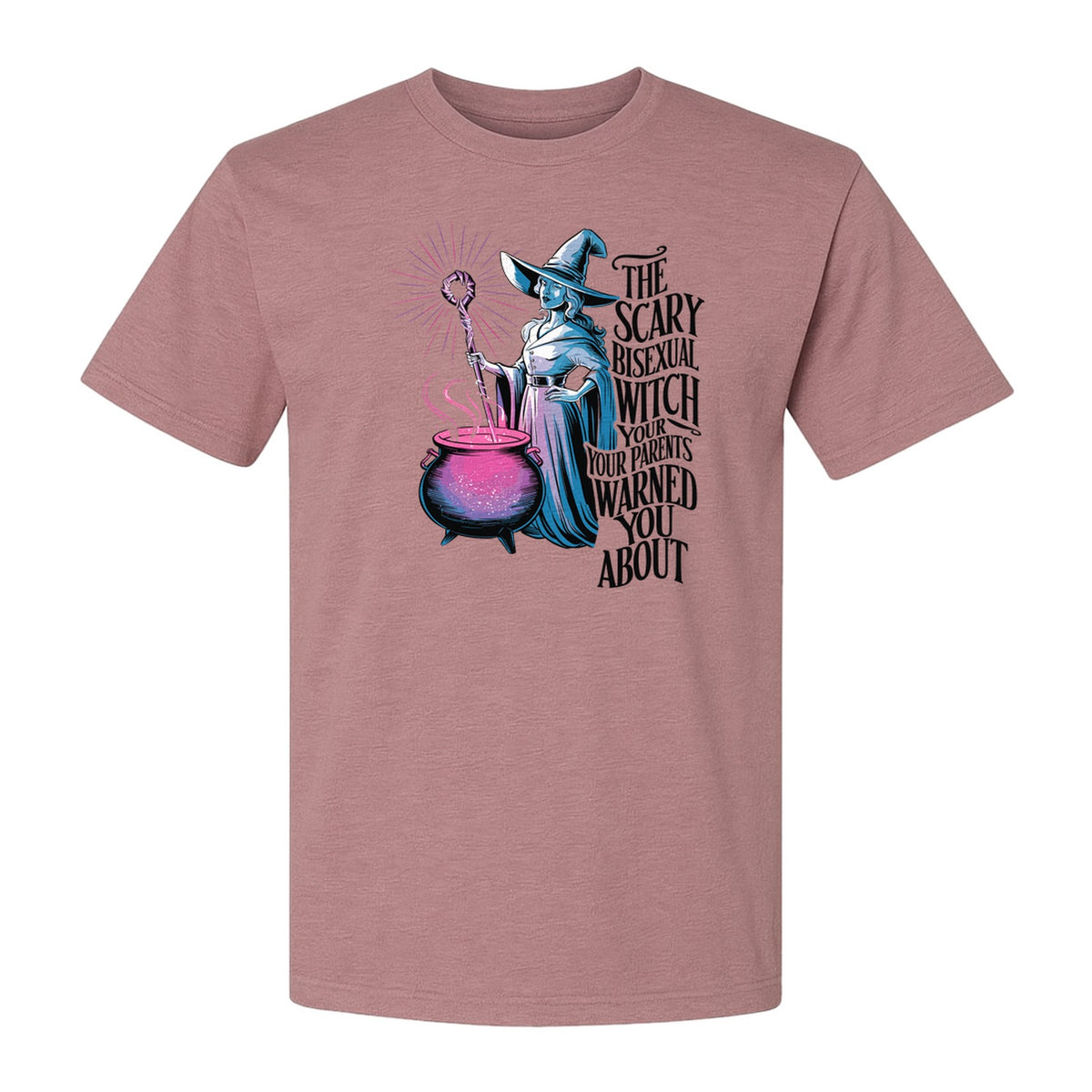 Bisexual Witch T-Shirt, Spooky Pride Graphic for Halloween and LGBTQ+ Adults