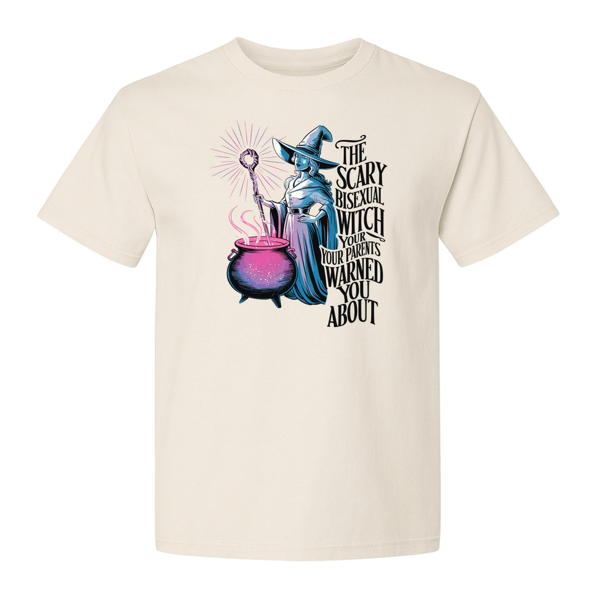 Bisexual Witch T-Shirt, Spooky Pride Graphic for Halloween and LGBTQ+ Adults