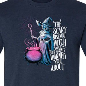 Bisexual Witch T-Shirt, Spooky Pride Graphic for Halloween and LGBTQ+ Adults
