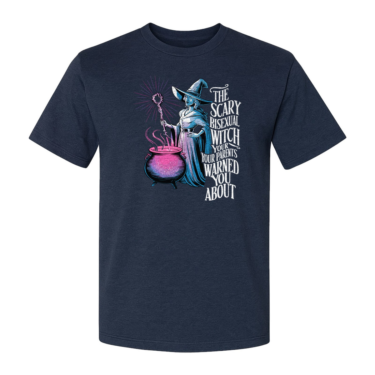 Bisexual Witch T-Shirt, Spooky Pride Graphic for Halloween and LGBTQ+ Adults
