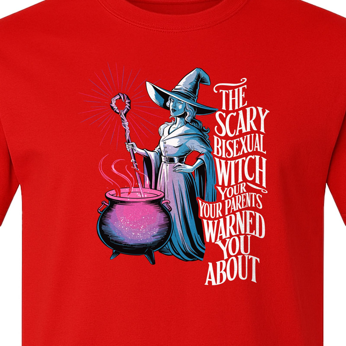 Bisexual Witch T-Shirt, Spooky Pride Graphic for Halloween and LGBTQ+ Adults