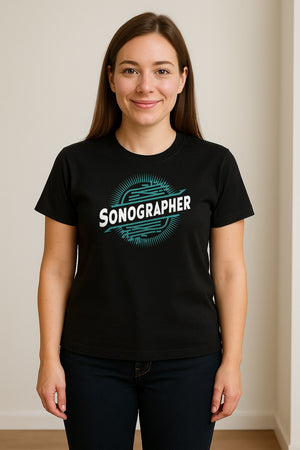 Sonographer T-Shirt, Ultrasound Heartbeat Graphic Tee for Medical Imaging Tech Gifts