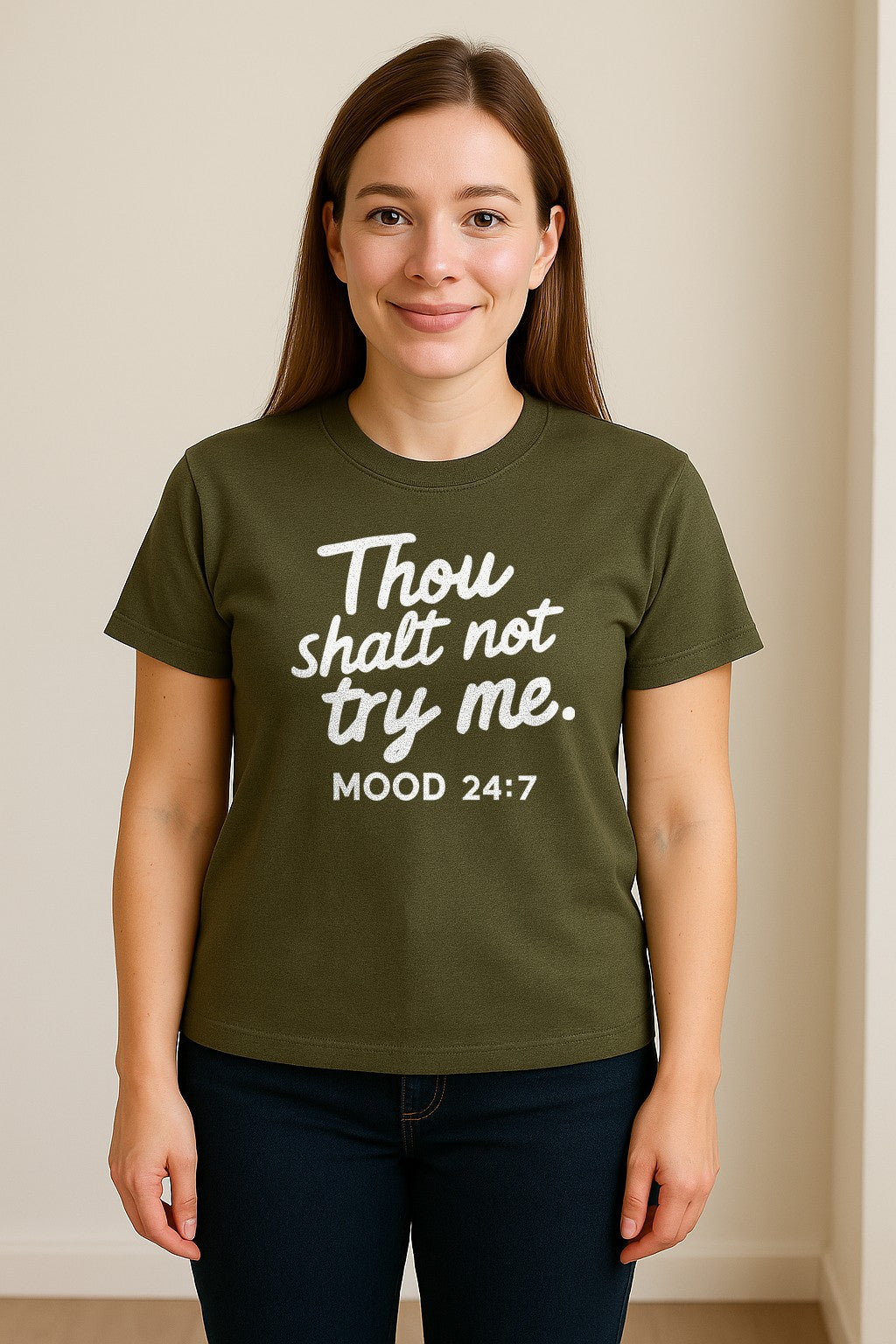 Funny Mom T-Shirt, Thou Shalt Not Try Me Mood 24:7 Quote Graphic for Mother's Day and Birthdays