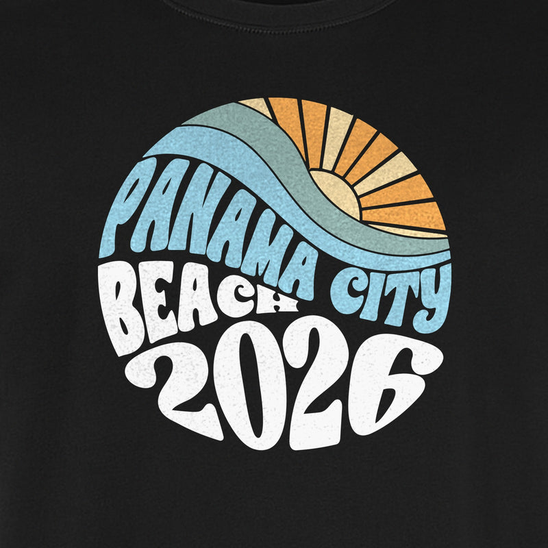 Panama City Beach 2026 T-Shirt, Retro Wave and Sun Vacation Tee for Family Trip Memories