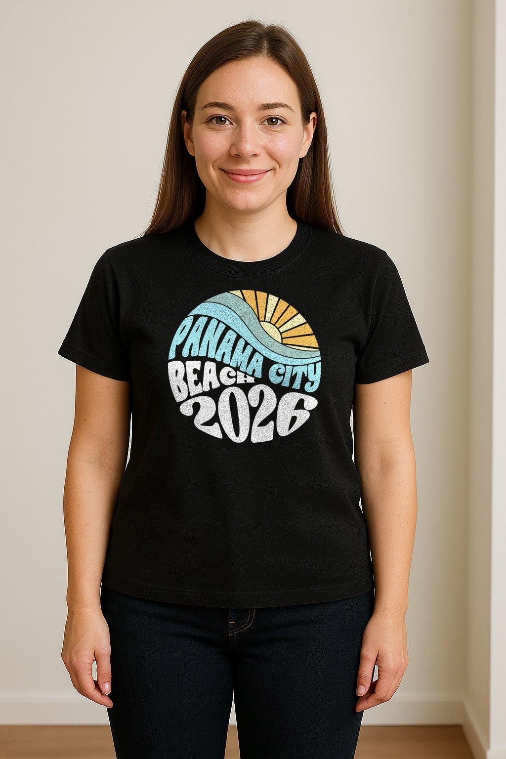 Panama City Beach 2026 T-Shirt, Retro Wave and Sun Vacation Tee for Family Trip Memories
