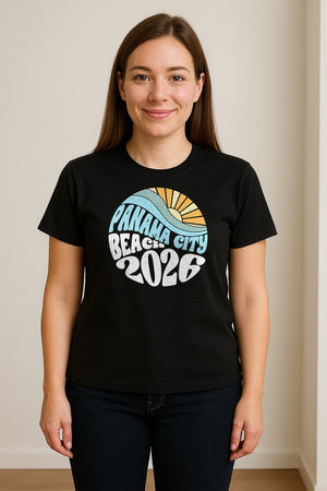 Panama City Beach 2026 T-Shirt, Retro Wave and Sun Vacation Tee for Family Trip Memories