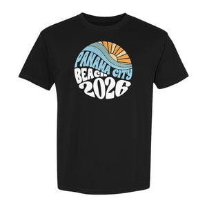 Panama City Beach 2026 T-Shirt, Retro Wave and Sun Vacation Tee for Family Trip Memories