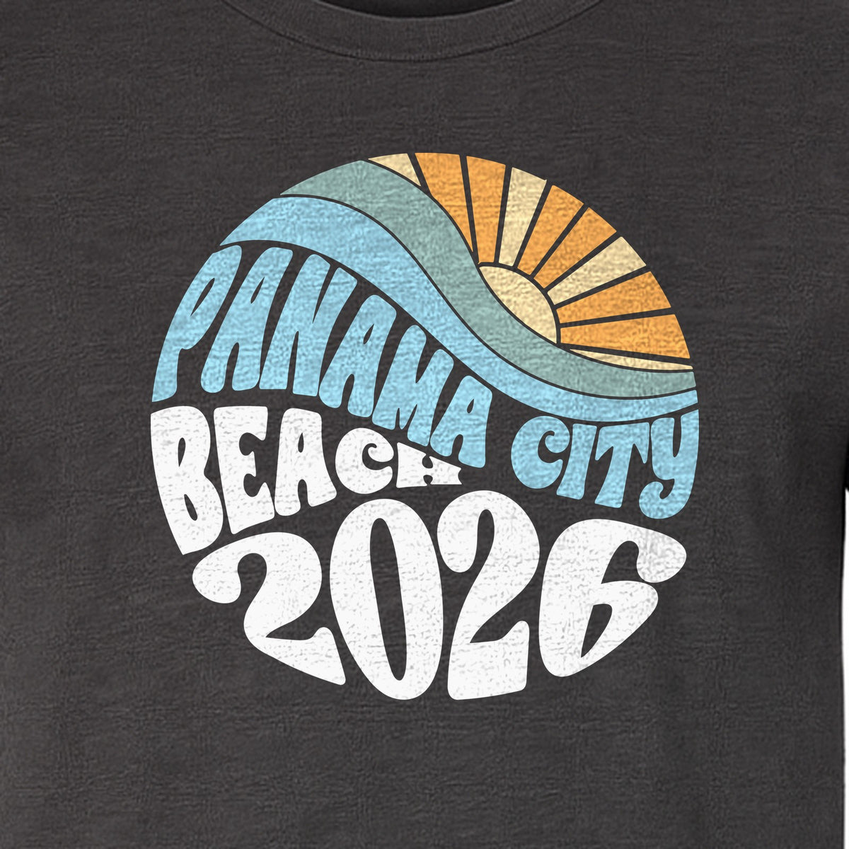 Panama City Beach 2026 T-Shirt, Retro Wave and Sun Vacation Tee for Family Trip Memories