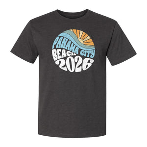 Panama City Beach 2026 T-Shirt, Retro Wave and Sun Vacation Tee for Family Trip Memories