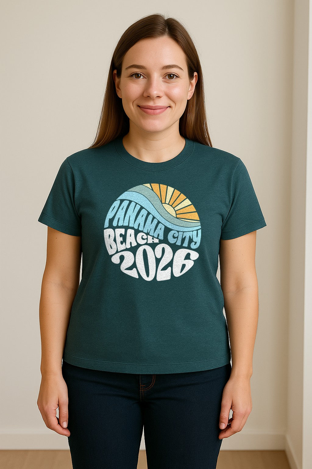 Panama City Beach 2026 T-Shirt, Retro Wave and Sun Vacation Tee for Family Trip Memories