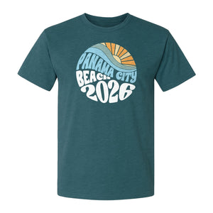 Panama City Beach 2026 T-Shirt, Retro Wave and Sun Vacation Tee for Family Trip Memories