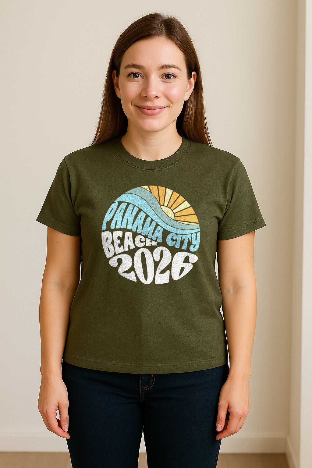 Panama City Beach 2026 T-Shirt, Retro Wave and Sun Vacation Tee for Family Trip Memories