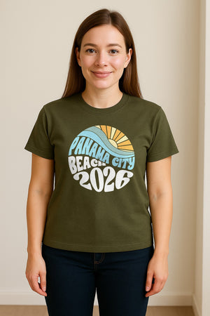 Panama City Beach 2026 T-Shirt, Retro Wave and Sun Vacation Tee for Family Trip Memories