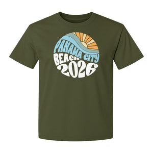 Panama City Beach 2026 T-Shirt, Retro Wave and Sun Vacation Tee for Family Trip Memories