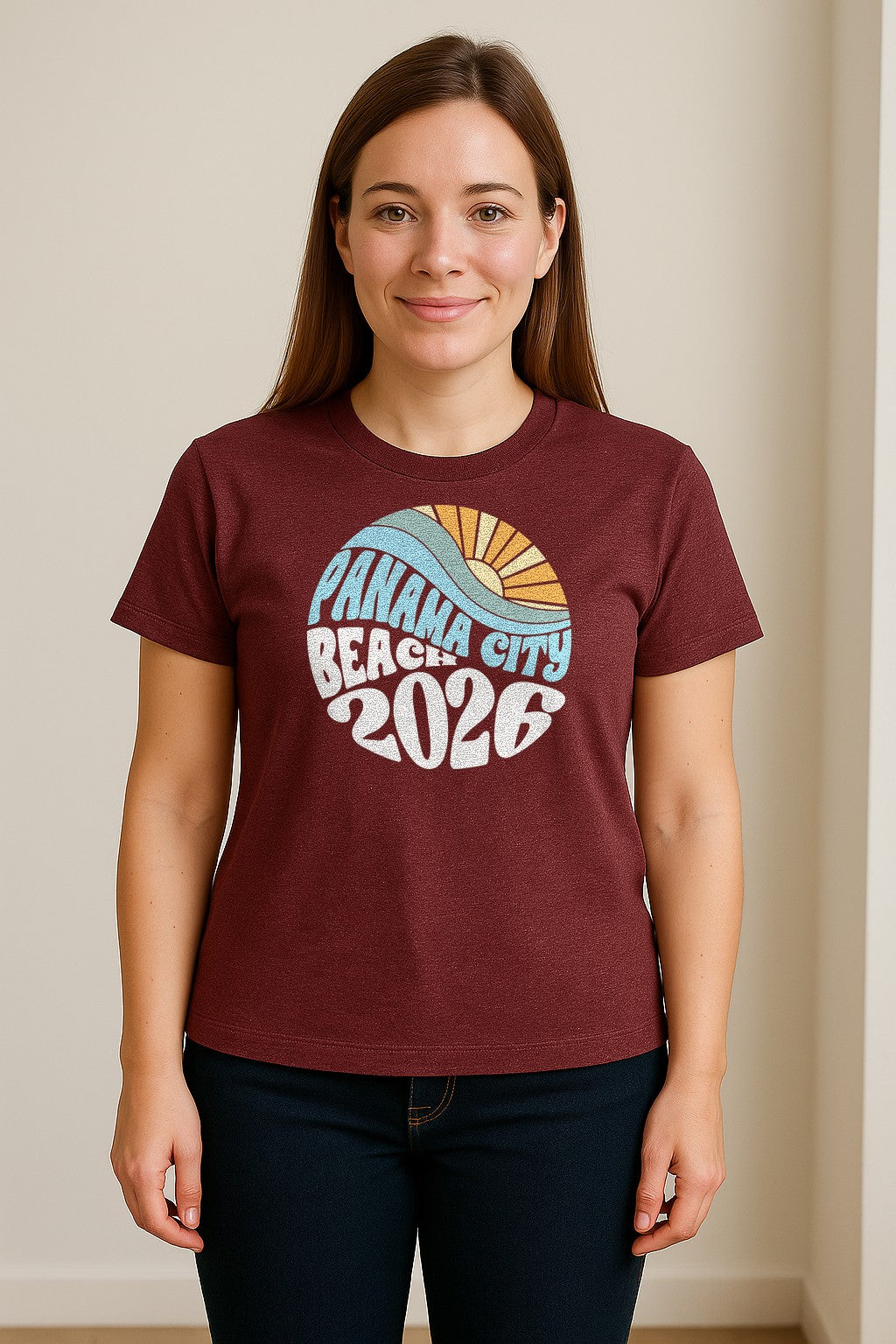 Panama City Beach 2026 T-Shirt, Retro Wave and Sun Vacation Tee for Family Trip Memories