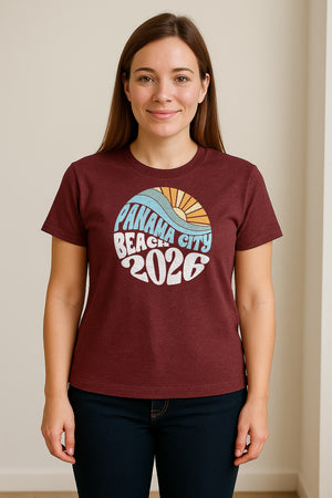 Panama City Beach 2026 T-Shirt, Retro Wave and Sun Vacation Tee for Family Trip Memories