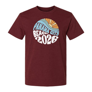 Panama City Beach 2026 T-Shirt, Retro Wave and Sun Vacation Tee for Family Trip Memories
