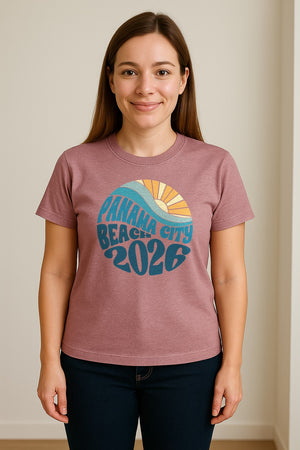 Panama City Beach 2026 T-Shirt, Retro Wave and Sun Vacation Tee for Family Trip Memories